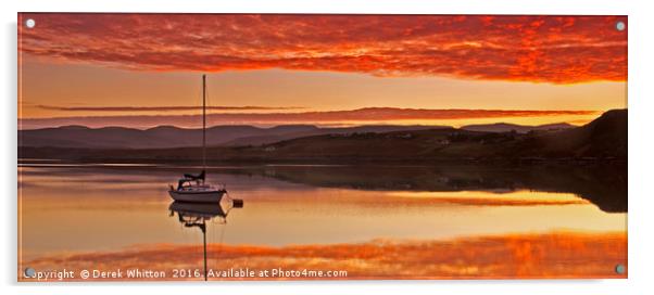 Loch Greshornish Sunrise Acrylic by Derek Whitton