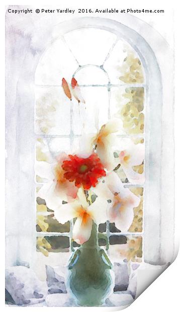 Flowers in Vase at Window #2 Print by Peter Yardley