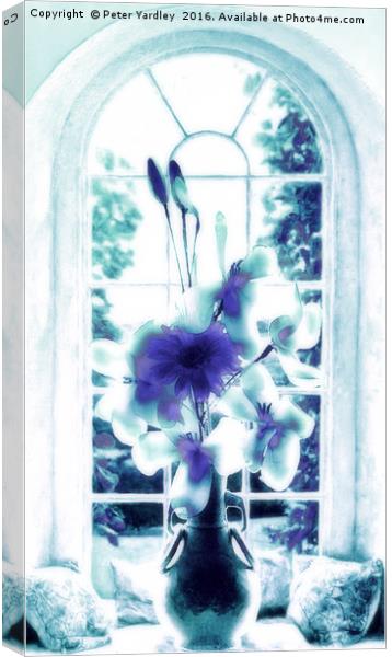 Flowers in Vase at Window #3 Canvas Print by Peter Yardley