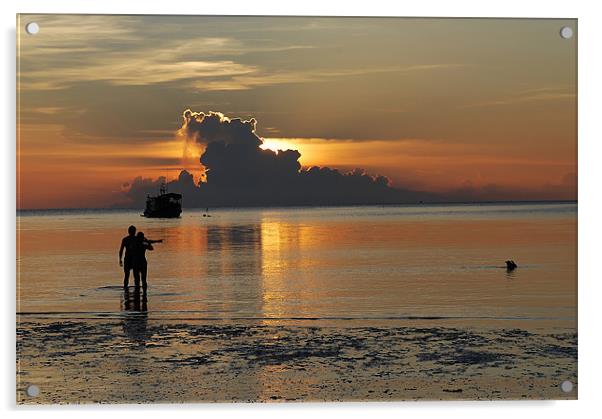 sunset on Koh Tao Acrylic by lucy dawson