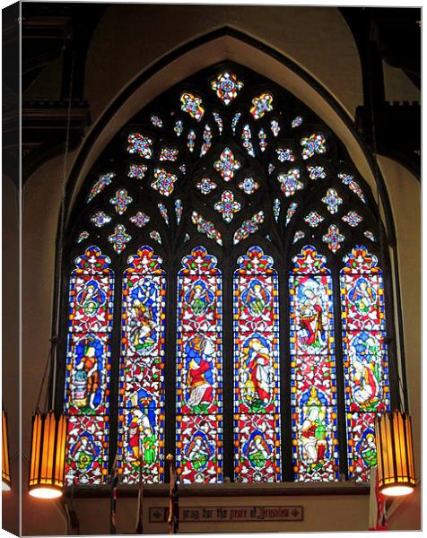 West Stained Glass Window Christ Church Cathedral  Canvas Print by Mark Sellers
