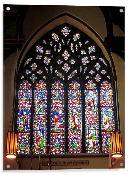 West Stained Glass Window Christ Church Cathedral  Acrylic by Mark Sellers