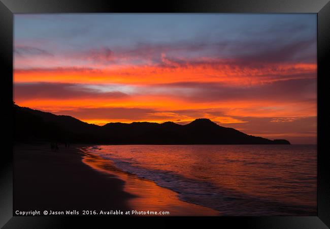 Sunset over Guanacaste Coast Framed Print by Jason Wells