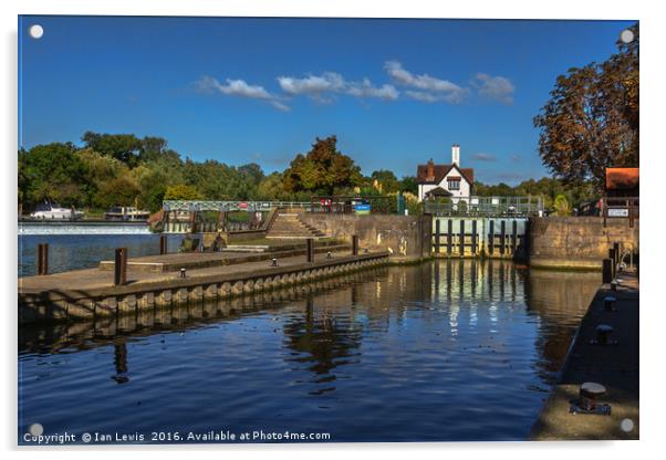 Autumn At Goring Lock Acrylic by Ian Lewis