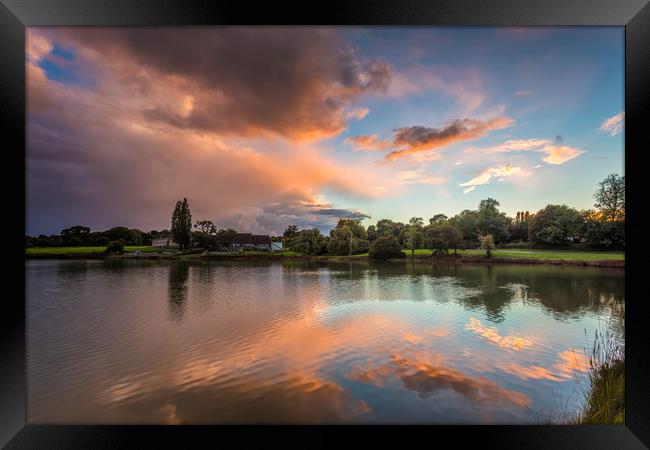 Lakeside Sunset Framed Print by Wight Landscapes