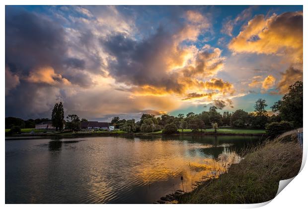 Lakeside Hotel Sunset Print by Wight Landscapes
