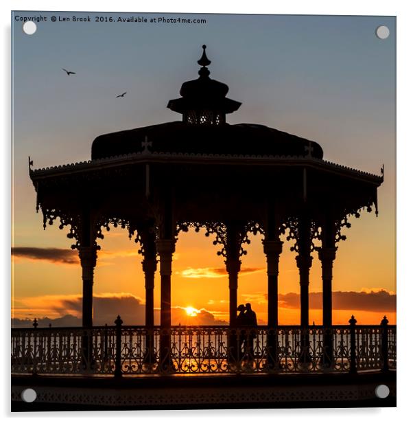 Brighton Bandstand Sunset Acrylic by Len Brook