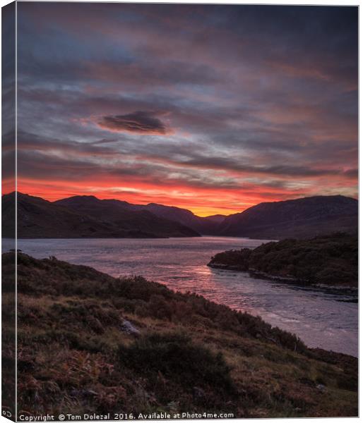 Red Highland sunrise Canvas Print by Tom Dolezal