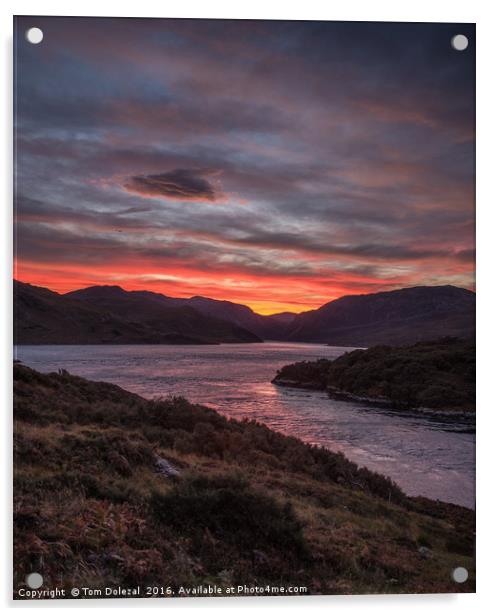Red Highland sunrise Acrylic by Tom Dolezal