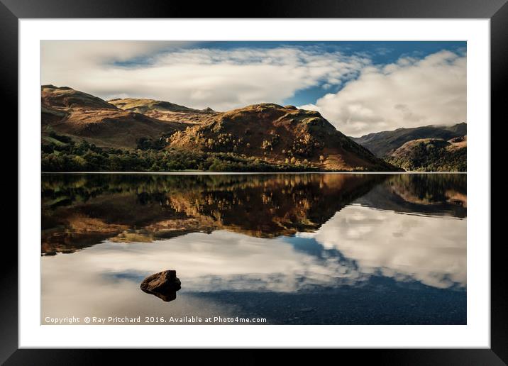Ullswater and a Rock Framed Mounted Print by Ray Pritchard