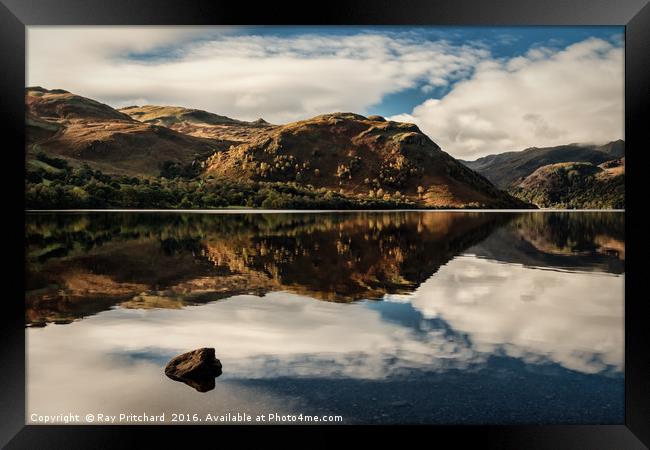Ullswater and a Rock Framed Print by Ray Pritchard