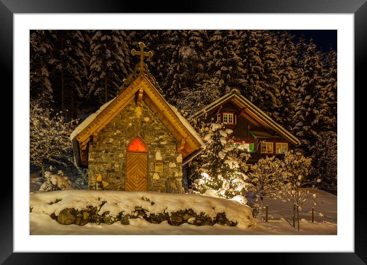 Snow chapel Framed Mounted Print by Thomas Schaeffer