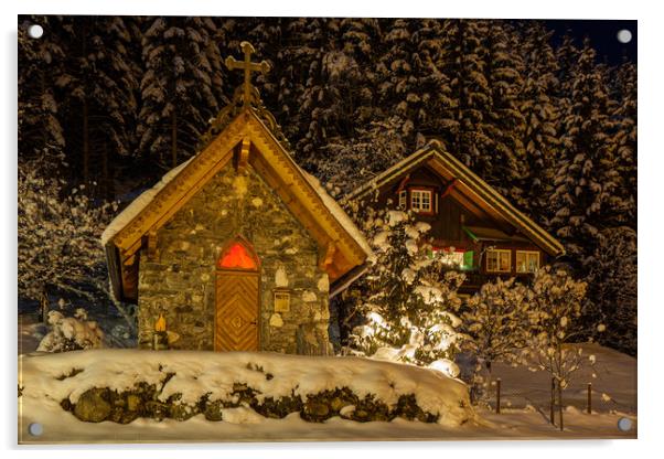 Snow chapel Acrylic by Thomas Schaeffer
