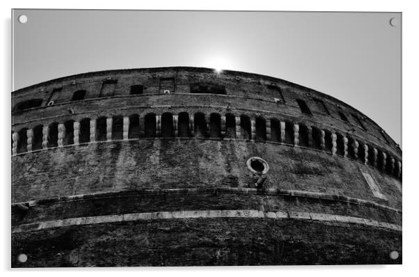 Castel Sant'Angelo Monochrome Acrylic by Carl Blackburn