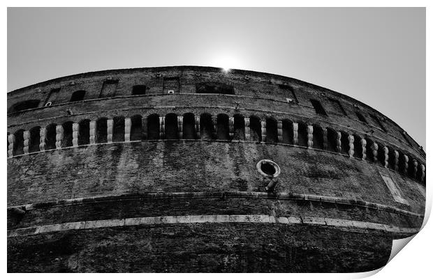Castel Sant'Angelo Monochrome Print by Carl Blackburn