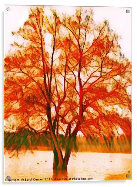 Majestic Autumn Tree Acrylic by Beryl Curran