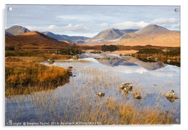 Autumn at Lochan na h-Achlaise Acrylic by Stephen Taylor