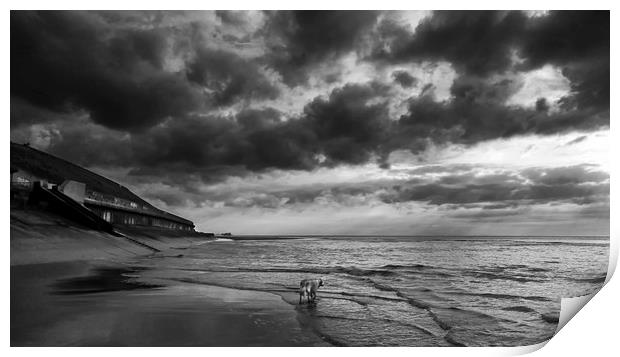 Sand, Sea and Clouds Monochrome Print by Carl Blackburn