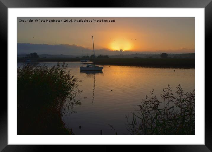 Sunset on Exe Estuary at Topsham in Devon Framed Mounted Print by Pete Hemington