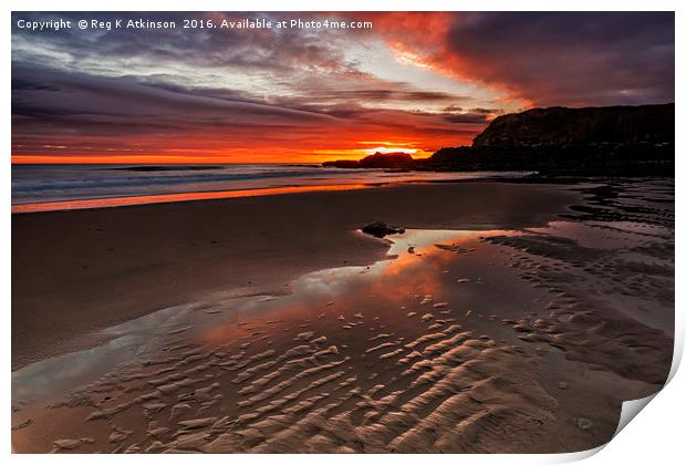 Sunrise At Featherbed Rock Print by Reg K Atkinson