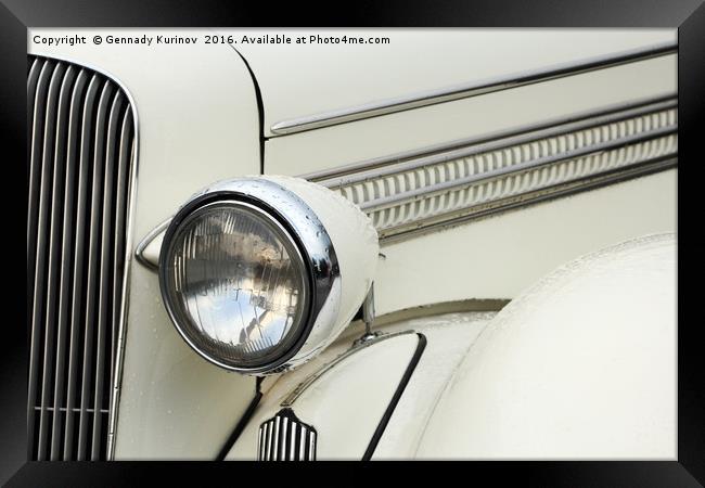 headlamp of vintage car Framed Print by Gennady Kurinov