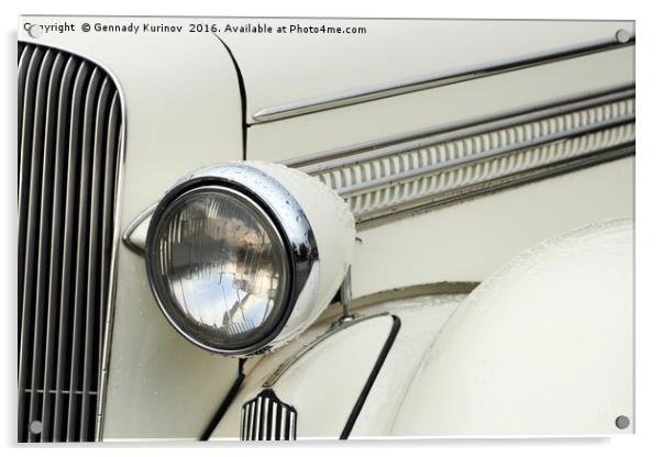 headlamp of vintage car Acrylic by Gennady Kurinov
