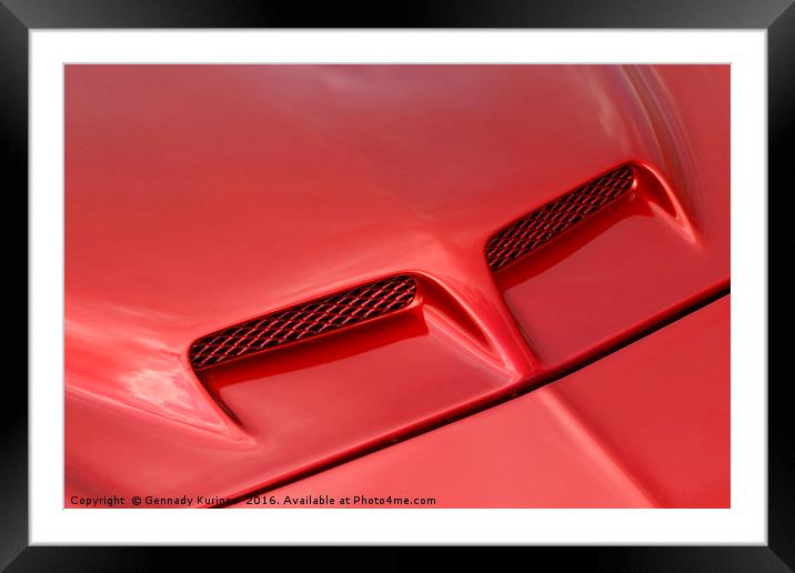 red sports car hood Framed Mounted Print by Gennady Kurinov