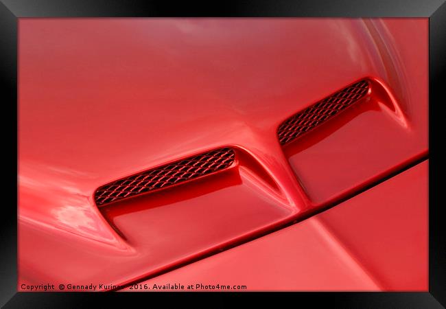 red sports car hood Framed Print by Gennady Kurinov