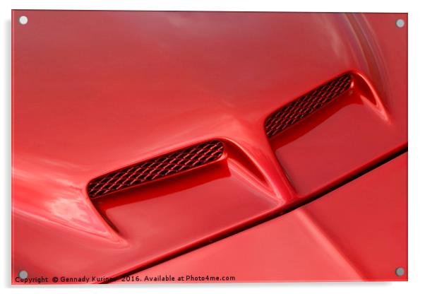 red sports car hood Acrylic by Gennady Kurinov