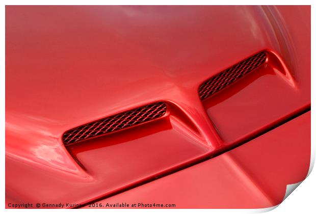 red sports car hood Print by Gennady Kurinov