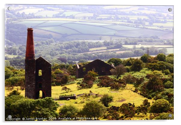 Phoenix United Mine Ruins and Cornish Countryside Acrylic by James Brunker