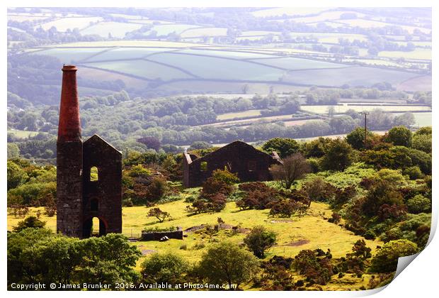 Phoenix United Mine Ruins and Cornish Countryside Print by James Brunker