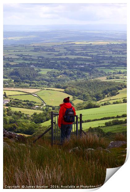 Admiring the View from Bodmin Moor Cornwall Print by James Brunker