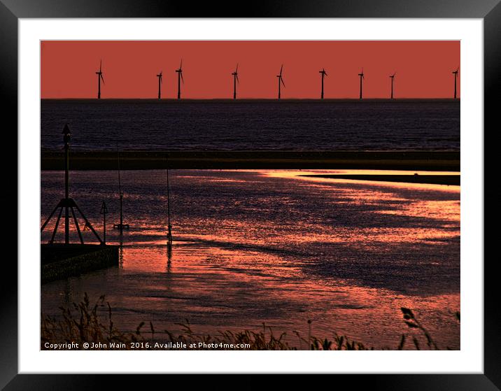 River Alt and the wind farm Framed Mounted Print by John Wain