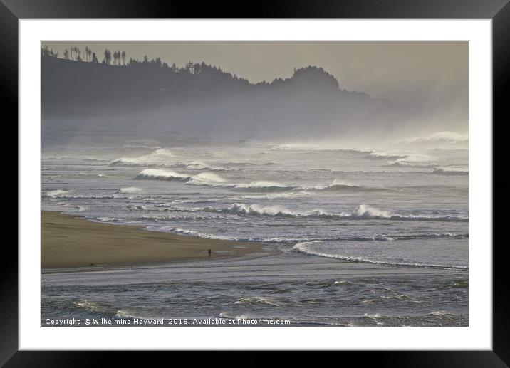 Stroll Along The Oregon Coast As The Tide Comes In Framed Mounted Print by Wilhelmina Hayward
