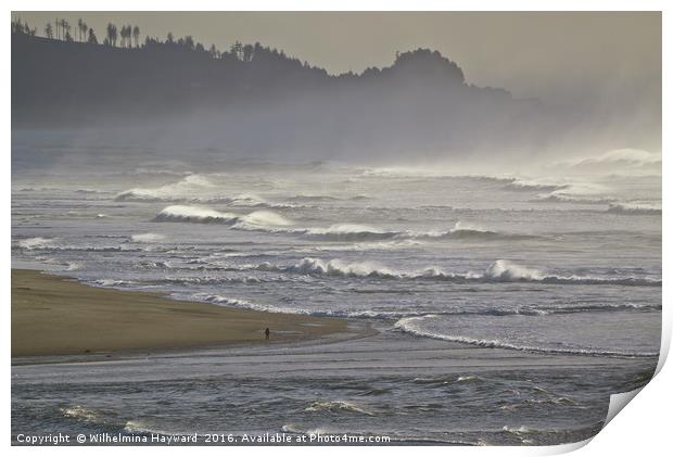 Stroll Along The Oregon Coast As The Tide Comes In Print by Wilhelmina Hayward