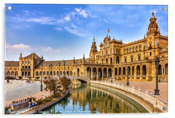 Spanish Square in Sevilla, Spain Acrylic by Dragomir Nikolov