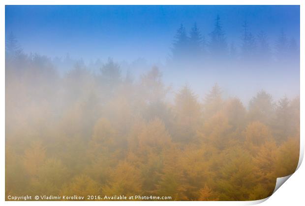 Misty morning near Bamford Print by Vladimir Korolkov