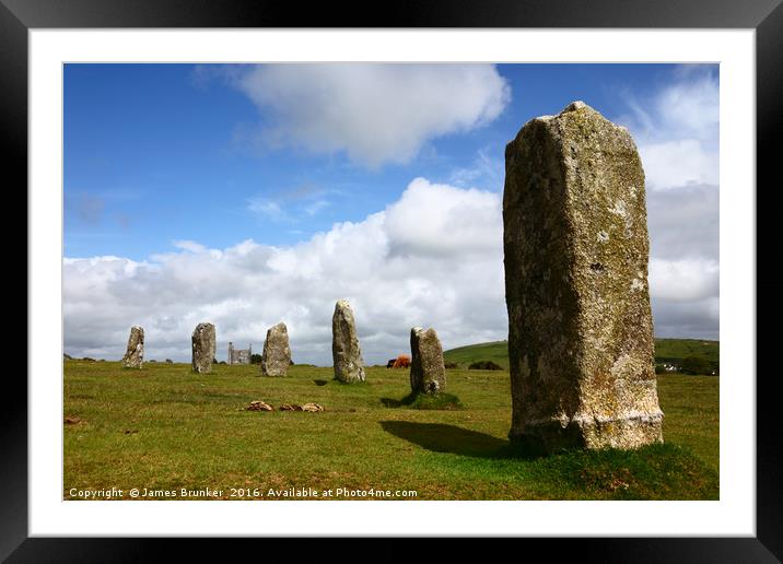 The Hurlers stone circle Bodmin Moor Cornwall Framed Mounted Print by James Brunker