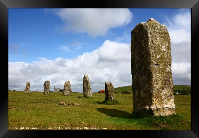 The Hurlers stone circle Bodmin Moor Cornwall Framed Print by James Brunker