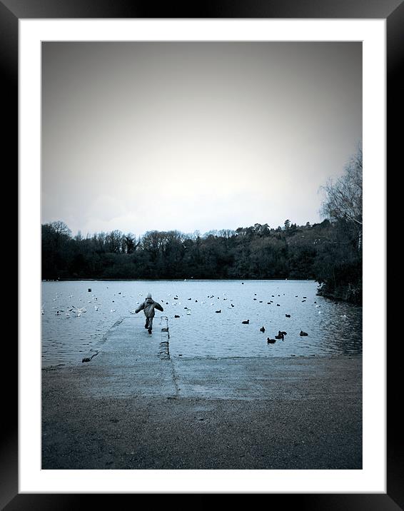 Take off,  Decoy Park Lake. Framed Mounted Print by K. Appleseed.
