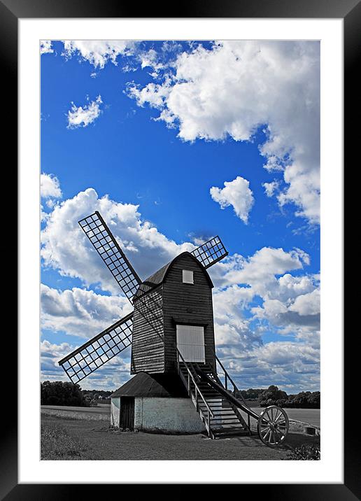 Pitstone Windmill Framed Mounted Print by Ian Jeffrey