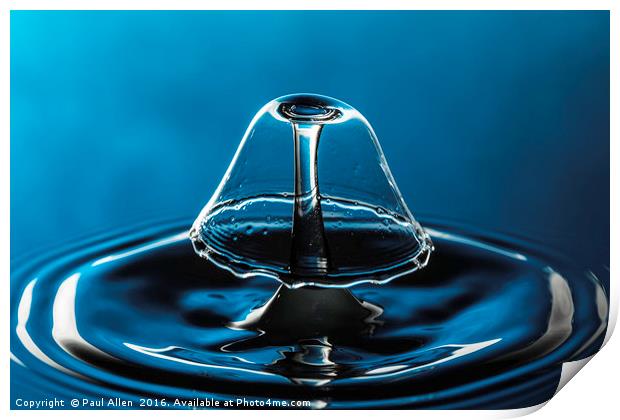 blue bell shaped water drop collision.  Print by Paul Allen