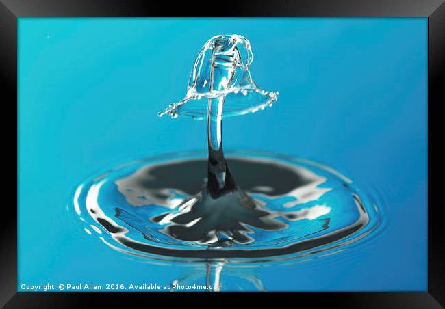 water drop collision Framed Print by Paul Allen