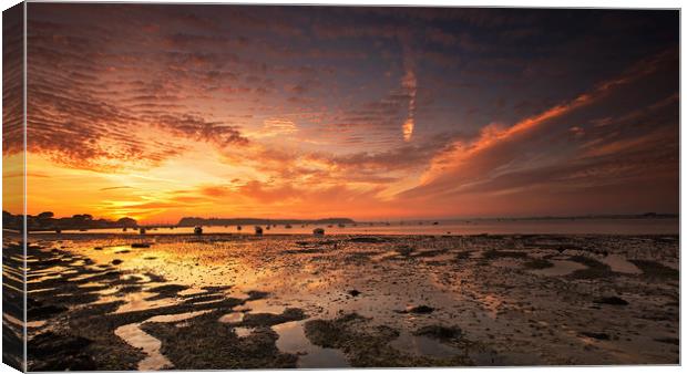 Tide going out at Sunset Canvas Print by Jennie Franklin