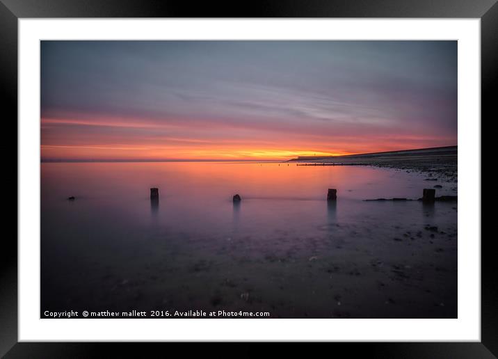 Frinton On Sea Calm Sunset Framed Mounted Print by matthew  mallett