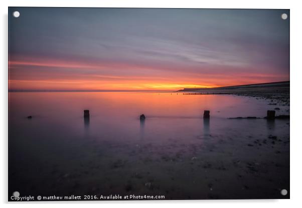 Frinton On Sea Calm Sunset Acrylic by matthew  mallett
