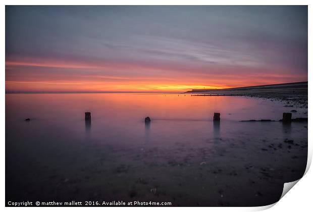 Frinton On Sea Calm Sunset Print by matthew  mallett