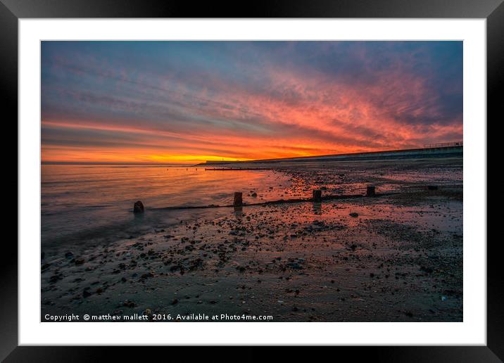 Fire Sunset Over Frinton On Sea Framed Mounted Print by matthew  mallett