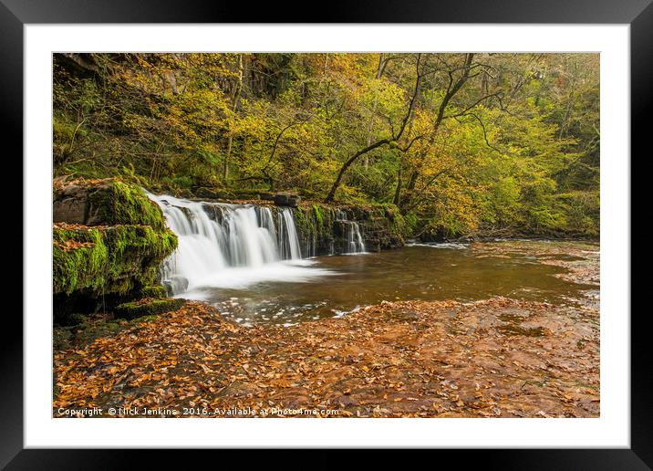 Lower Ddwli Waterfall River Neath south Wales Framed Mounted Print by Nick Jenkins